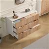 TIMORWTF Cassettiera con 6 cassetti, 100 x 34 x 73 cm, mobile portaoggetti con maniglie e gambe dorate, cassettiera con design a righe verticali in legno, stile moderno, per soggiorno, corridoio
