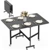 HOMCOM Tavolo da Pranzo Pieghevole per 4-6 Persone, Nero Effetto Legno | Tavolo Cucina a Ribalta, Ruote a Freno, Scrivania Richiudibile, Struttura in Acciaio, per Soggiorno, 120x80x73 cm