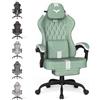 Huracan Sedia da gaming, Sedie Gamer con funzione massaggiante, poggiatesta, poggiapiedi, Gaming Chair regolabile in altezza, Poltrona da Gaming con schienale regolabile 90-135°, verde-bianco