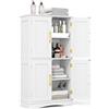 RELAX4LIFE Mobile da Bagno, Armadietto con 4 Ante, Ripiani Regolabili, Credenza da Cucina Salvaspazio, Mobiletto Multiuso per Soggiorno e Ufficio, 60 x 30 x 110 cm (Bianco)