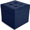 Velora Home&Living VELORA H&L Pouf Contenitore 45 x 45 cm Blu navy - Pouf in Velluto con Seduta Imbottita, Struttura Solida, Portata fino a 150 kg, Sgabello Poggiapiedi per Soggiorno Camera e Ingresso