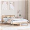 Pyvara Struttura per letto in legno di pino massiccio con testiera naturale, 140 x 190 cm, con rete a doghe, per letto matrimoniale, camera da letto, moderna, tenuta stabile