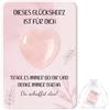 TUZELIYA Set regalo a forma di cuore portafortuna, cristallo rosa con biglietto di auguri amorevole in sacchetto di organza, con scritta Du schaffst das, portafortuna e incoraggiatore, regalo per