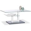 Relaxdays 10023138 Tavolino da Divano in Vetro, Rettangolare, Tavolino Salotto con Piccolo Ripiano, 45 x 100 x 60 cm, Grigio