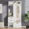 Terahanda Appendiabiti, scarpiera, 2 cassetti, 3 ganci per giacche, cappelli, uno specchio in vetro, oltre a tre ripiani, corridoio, camera da letto, soggiorno, 90 x 30 x 180 cm, bianco