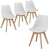 JZGORC Set di 4 sedie da cucina in stile nordico, Gambe in plastica color kaki, sedili imbottiti in similpelle, Adatte per Sala da Pranzo, Soggiorno, Cucina, Camera da Letto-Bianco