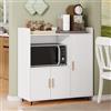 YU YUSING Carrello Cucina con Ripiano Aperto, Mobile Microonde con 4 Ruote