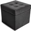 Velora Home&Living VELORA H&L Pouf Contenitore 45 x 45 cm Grafite - Pouf in Velluto con Seduta Imbottita, Struttura Solida, Portata fino a 150 kg, Sgabello Poggiapiedi per Soggiorno Camera e Ingresso