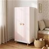 [en.casa] Armadio per Cameretta a 2 Ante 126x60x41 cm Rosa | Guardaroba, Barra Asta Vano Appendiabiti, con Piedini, a Misura di Bambini, Camera da Letto