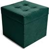 Velora Home&Living VELORA H&L Pouf Contenitore 45 x 45 cm Verde - Pouf in Velluto con Seduta Imbottita, Struttura Solida, Portata fino a 150 kg, Sgabello Poggiapiedi per Soggiorno Camera e Ingresso