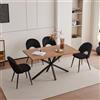 JZGORC Set Tavolo da Pranzo e Sedie per Quattro Persone | Tavolo da Pranzo Rettangolare da 140 cm, 4 Sedie da Pranzo in Tessuto Effetto Teddy - Marrone chiaro + Nero