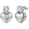 HeyMeili Orecchini Donna Cuore Orecchini Placcati in Oro Bianco Orecchini Piccoli Anallergici Zirconi Regalo Donna