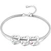 Jeweidea Bracciale da Donna Personalizzato con Pietra Natale Nome Inciso, Acciaio Inossidabile Catena Regolabile Cuore Ciondolo Argento Oro Regalo per Mamma, Nonna, Festa della Mamma Natale，Argento-3