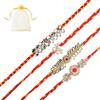 Tarini Gallery Set di 4 braccialetti Rakhi Lumba per fratello Bhabhi e Bhatija Bhaiya Raksha Bandhan Rakhee Dori filo braccialetto Rakhi con confezione regalo, One Size, Plastica, Non pietra preziosa
