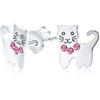 Bling Jewelry Mini Petite Collare Gioiello Rosa Con Cristalli Per Gattina Gattino Ragazza Ragazzo Animale Domestico Orecchini A Perno Per Ragazze Adolescenti E Donne Argento Sterling .925