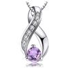 JewelryPalace Collana Infinito Donna placcato oro bianco 14K con Amethyst Colored Cubic Zirconia Viola, Collana Ciondolo Pietra Rotonda Catena 45cm, Collane Pendenti Anniversario Set Gioielli Donna