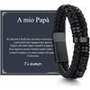 ChainsHouse Bracciale Uomo in Pelle con Biglietto Ideale Regalo per Lui | Regalo Uomo Compleanno Anniversario Laurea Natale per Marito Padre Figlio Amico, Braccialetto 19/21/23/25cm Confezione Regalo