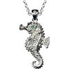 Anhänger 925 Silber Collana con ciondolo a forma di cavalluccio marino/vero argento 925 con zirconi/collana classica/colore pietra: bianco trasparente verde/moderno e alla moda, Argento Sterling 925, zirconi, Zirconi