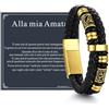 ChainsHouse Bracciale Uomo in Pelle con Biglietto Ideale Regalo per Lui | Regalo Uomo Compleanno Anniversario Laurea Natale per Marito Padre Figlio Amico, Braccialetto 19/21/23/25cm Confezione Regalo