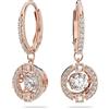 Swarovski Orecchini pendenti Swarovski Sparkling Dance, Taglio Round, Bianchi, Placcato color oro rosa