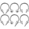 ZS 16G Spiked Ferro di Cavallo Septum Anello, Acciaio Inossidabile Daith Orecchini Labbro Piercing, Capezzolo Helix Rook Piercing Gioielli per Donna Uomo