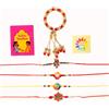 SATVIK - Set di 5 - Rakhi Famiglia per Fratello con Roli Chawal, Ram Sita Adesivi - Rakhi Cotone per Raksha Bandhan, Accessori Festival Indiani