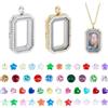 PH PandaHall Collana con Ciondolo Medaglione Dorato Ciondolo Galleggiante In Platino Ciondoli Rettangolare Medaglione In Vetro con Cabochon In Vetro A Cuore Fiore per Collana Fai Da Te (Senza Catena)