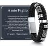 ChainsHouse Bracciale Uomo in Pelle con Biglietto Ideale Regalo per Lui | Regalo Uomo Compleanno Anniversario Laurea Natale per Marito Padre Figlio Amico, Braccialetto 19/21/23/25cm Confezione Regalo