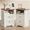 VASAGLE 2 Comodini, con Prese e Porte USB, 2 Cassetti, 40 x 30 x 59 cm