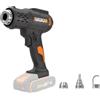WORX WX015.9 Pistola termica a batteria 20 V, temperatura 20-600 °C regolabile a intervalli di 10 °C, display LCD, memoria, riscaldamento rapido, senza batteria e caricabatterie