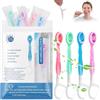 FeinKulturia 12 Spazzolini da Denti Monouso con Dentifricio, Spazzolini 5 in 1 | Mini Spazzolino da Denti Portatile con Filo Interdentale, Raschietto Lingua & Stuzzicadenti, Gusto Assortito