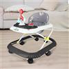 Willonin Girarrosto pieghevole 4 in 1, altezza regolabile, girello scalabile per bambini con musica, ruota girevole a 360 gradi, per 6-18 mesi, 18 kg, nero