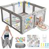 FAMPLY Box pieghevole con materasso (leone, 150 x 150 x 70 cm) | Box pieghevole e portatile, con rete traspirante a 360°, Oxford 300D, area di gioco sicura, per interni ed esterni
