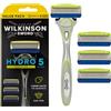 Wilkinson Sword - Hydro5 Skin Protection Sensitive - Confezione speciale - Confezione con 1 manico e 4 lame di ricarica