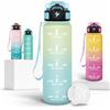 Motswedi Borraccia 1 Litro, Indicatore del Tempo, Borraccia Palestra, Bottiglia d'acqua Sportiva, A Prova di Perdite, Borracce 1l per Ufficio, Sport, Palestra, Ciclismo, Bianco sporco & Azzurro