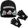 Super Mario Set Invernale Bambino, 2 Pz Berretto e Guanti o 3 Pz Set Guanti Cappello e Sciarpa Bambini, 6-14 Anni, Regalo Ragazzo