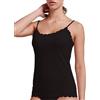 EGI Canottiera Donna Spalla Stretta Taglio Vivo Invisibile Cotone Elasticizzato Maglia Intima Sottogiacca Bordi Tagliati Laser Senza Cuciture, Art. 3122 (Nero, S-M)