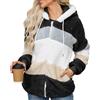 Yuson Girl Felpe con Cappuccio Donna Felpa in Pile Patchwork Manica Lunga Felpe Donna con Zip Autunno Invernale Felpa Pelosa Casual Giacca Teddy Outwear Caldo Cappotto con 2 Tasche(Nero, S)