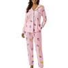 Uwdiohq In Cotone Taglie Forti per Abbigliamento da Casa Ampio Donna Vestiti Natale Famiglia 3 Persone Pigiama con Bottoni Aperto Davanti Estivo Lungo Leggero Set