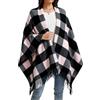 Rayson Poncho Donna Invernale Elegante Sciarpa alla Moda in Tartan con Motivo a Quadri Scialli e Pashmine Invernali Spessi Caldi e Morbidi(Nero)