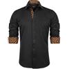 Alizeal Camicia da uomo in stile business slim fit a maniche lunghe patchwork con chiusura a bottoni