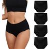 Dumwis Slip Donna Senza Cuciture - Mutande Vita Alta in Microfibra Invisibili - Morbide Intimo Sexy Elasticizzate Comode Mutandine Briefs Pacco da 4 (S-3XL)