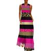MIATCENRT Abito Lungo da Donna Estivo Vestito da Spiaggia, Abiti Macchie di Ghepardo A Pois Scollo a V Taglie Forti Senza Maniche con Tasche, Elegante Strisce Oro Rosa Traspirante Comodo Maxi Abiti