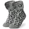 CityComfort Calze Donna, Calzini Antiscivolo Invernali a Pantofola a Fantasia (Argento)