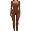Yuson Girl Tuta Intera Donna Sportiva Yoga Jumpsuit Maniche Lunga | Push Up Pagliaccetto, Sportivo, Scollo U, Tinta Unica Rompers, One Piece Palestra Bodysuit