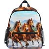 RPLIFE Zainetto per bambini, con cavalli marroni, mini zaini per asilo, 3-8 anni