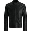JACK & JONES Synthetic Leather Jacket Synthetic Leather Jacket | Regular Fit, Semplice, Maniche lunghe, Lunghezza regolare, Outdoor, Temperatura massima 30°C ciclo delicato