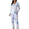 Uwdiohq In Cotone Taglie Forti per Abbigliamento da Casa Ampio Donna Vestiti Natale Famiglia 3 Persone Pigiama con Bottoni Aperto Davanti Estivo Lungo Leggero Set