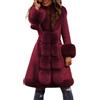 Generico Cappotto Donna in Pelliccia Sintetica Lunga Giubbotto Aperta Sul davanti Pellicce Ecologiche Morbida Pellicciotto Curvy Giacca Elegante invernale Cappotti da Donna Rosso M