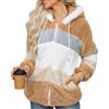 Yuson Girl Felpe con Cappuccio Donna Felpa in Pile Patchwork Manica Lunga Felpe Donna con Zip Autunno Invernale Felpa Pelosa Casual Giacca Teddy Outwear Caldo Cappotto con 2 Tasche(Marrone, S)